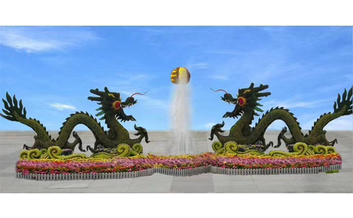 雙龍戲珠大型仿真綠雕-仿真植物綠雕設(shè)計的要點(diǎn)有哪些
