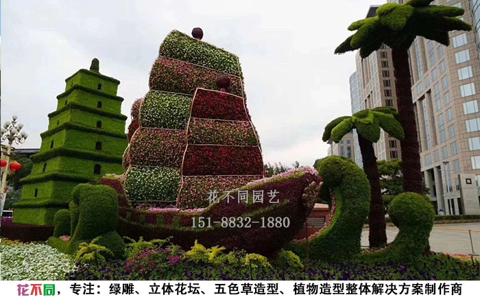 仿真綠雕一帆風(fēng)水圖片